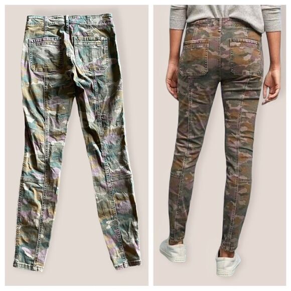 Anthropologie Camo Pants Skinny Jeans Streetwear Boho Button Fly 25 - Picture 6 of 12